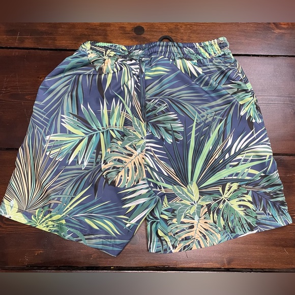 Men’s Size Medium Swim Trunks Board Shorts Not Lined Floral Palm Drawstring - Picture 4 of 11